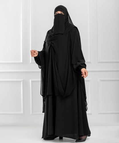 Cross-Front Chiffon Shoulder Cape with Delicate Chest Ruching