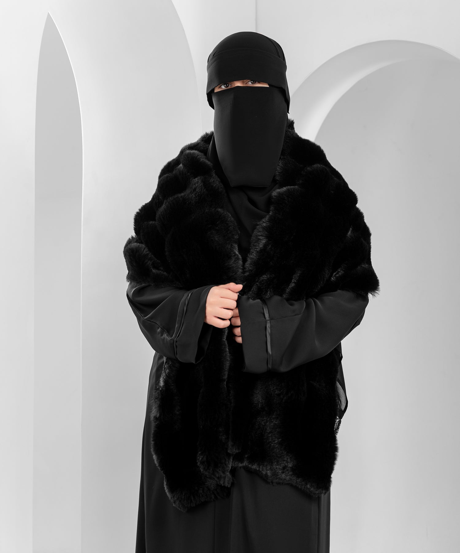 Rectangular Luxury Fur Shawl