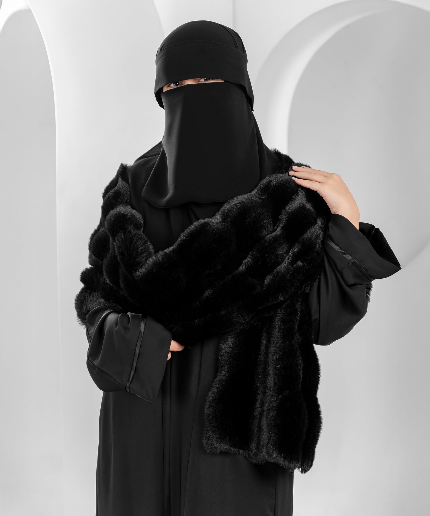 Rectangular Luxury Fur Shawl