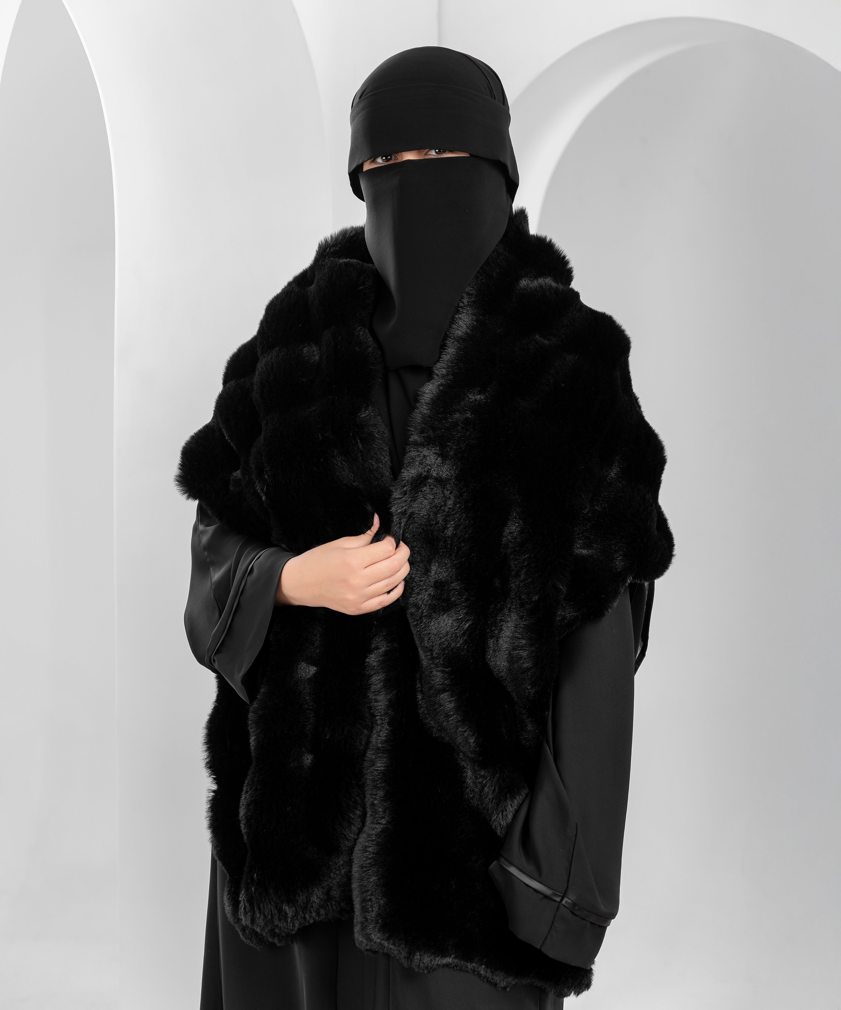 Rectangular Luxury Fur Shawl