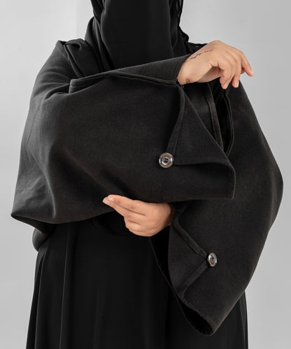 Black Wool Shawl-Jacke