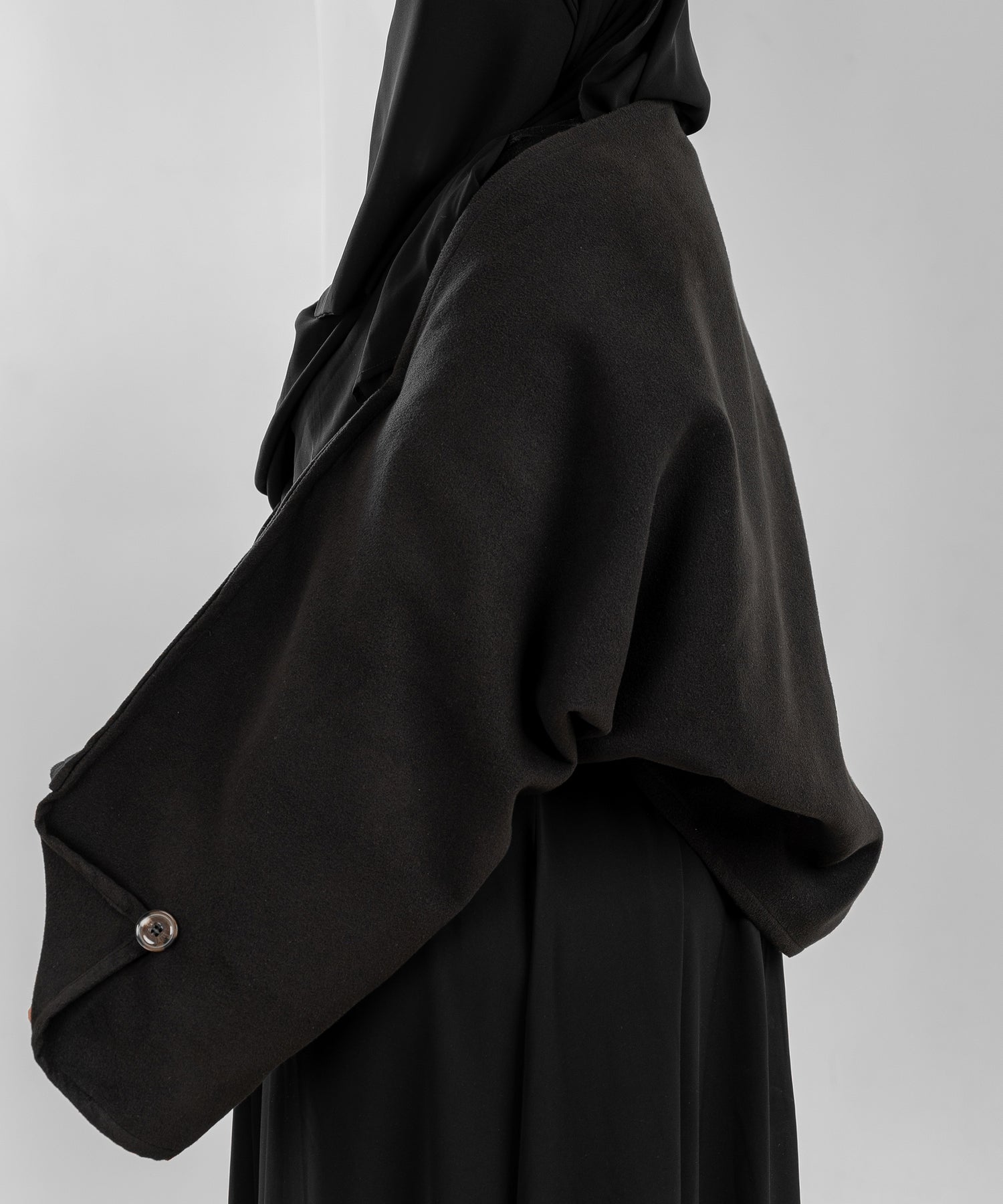 Black Wool Shawl-Jacke