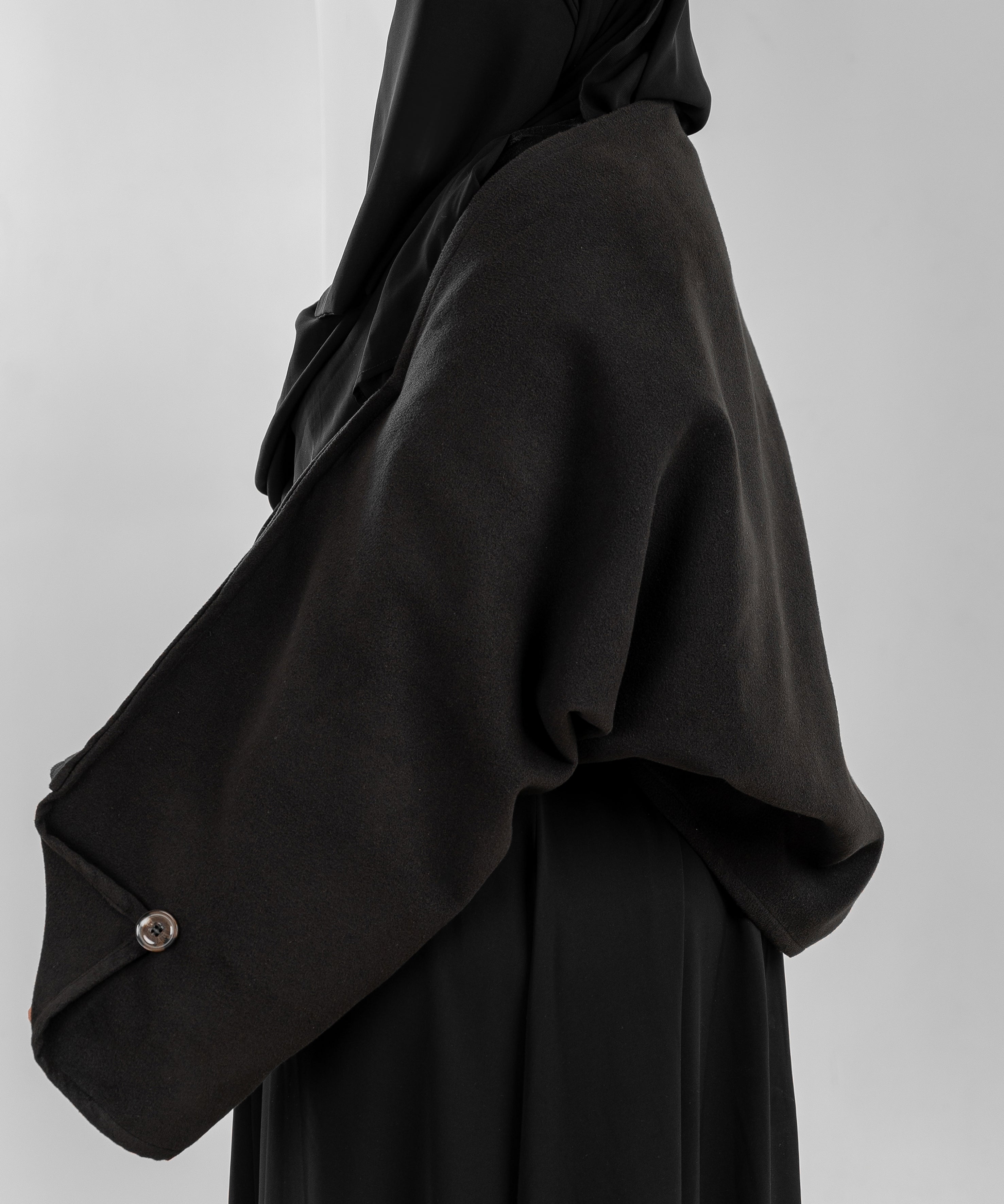 Black Wool Shawl-Jacke