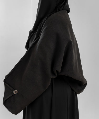 Black Wool Shawl-Jacke