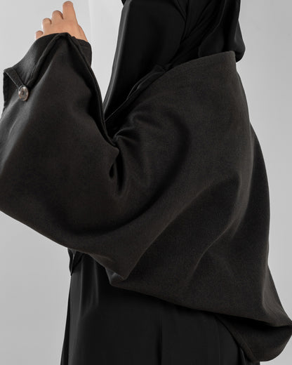 Black Wool Shawl-Jacke