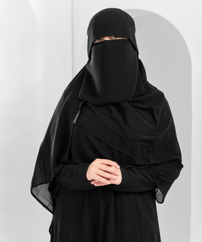 Rectangular Hijab with Fine Vertical Pleats