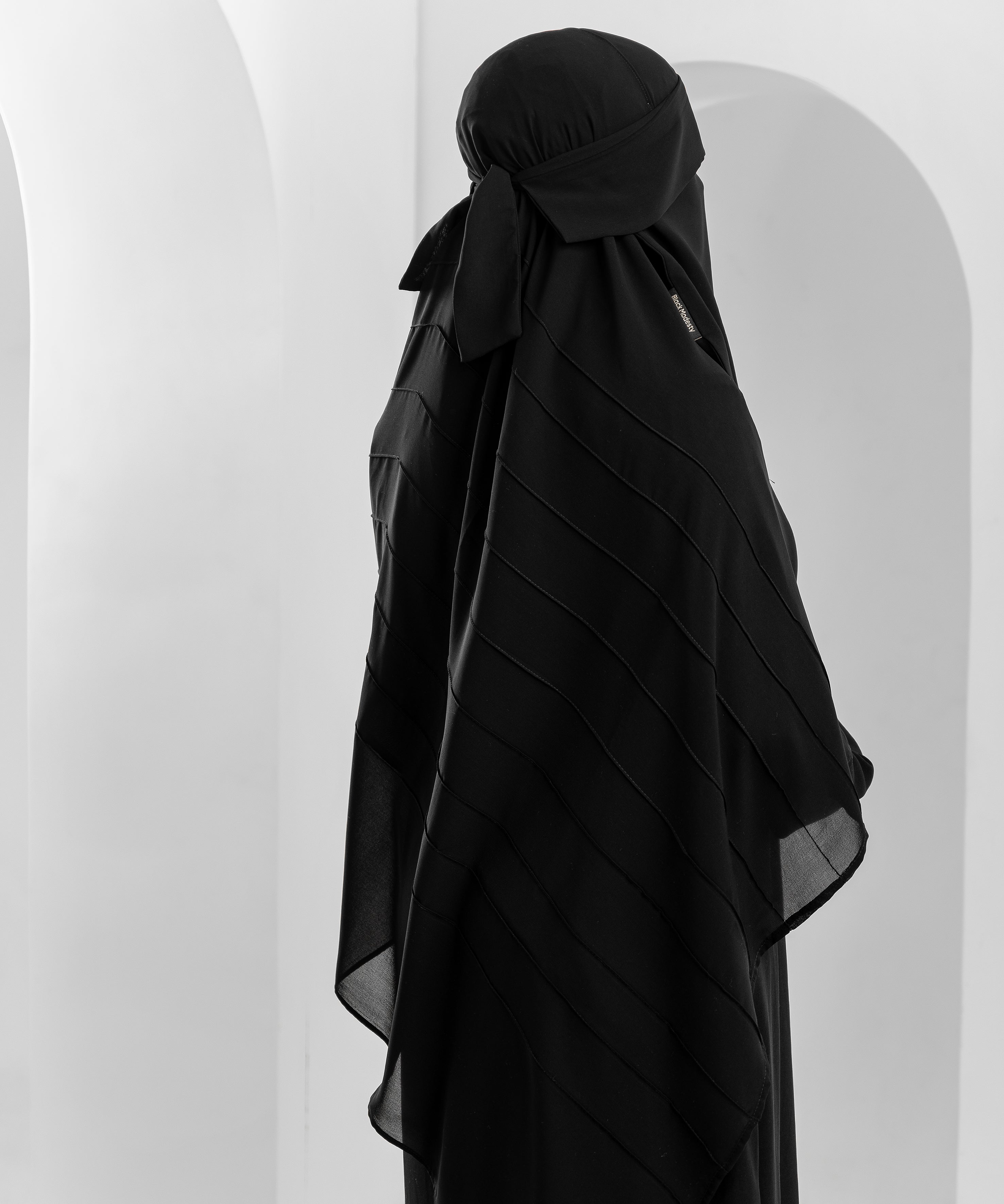 Rectangular Hijab with Fine Vertical Pleats