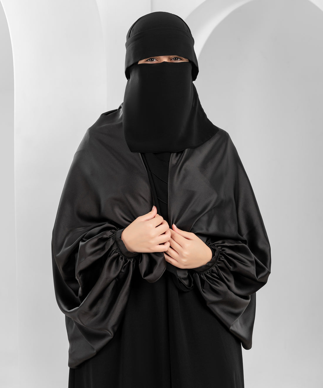 Black Satin Shoulder Cape