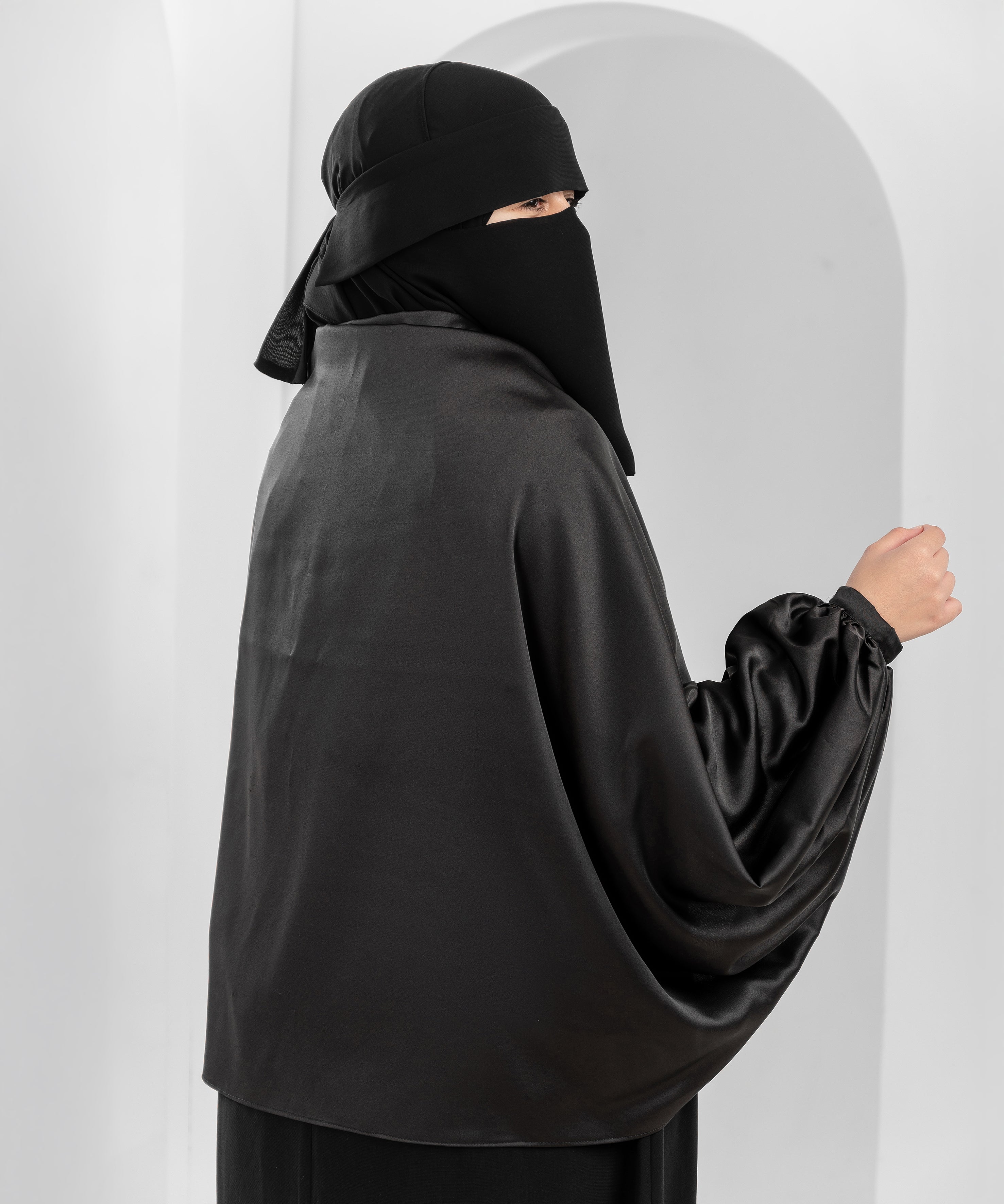 Black Satin Shoulder Cape