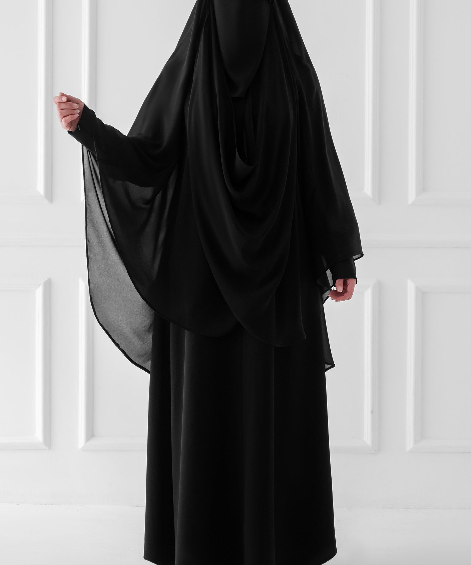 Chiffon Head Cape with Crossover Front Design