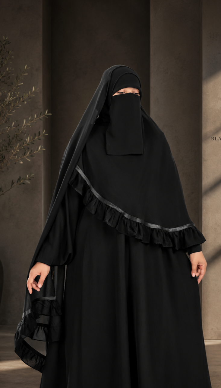 Circular Khimar “Ghashwa” – with Soft Ruffle and Satin Ribbon