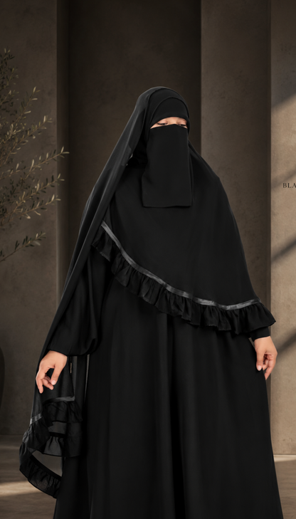 Circular Khimar “Ghashwa” – with Soft Ruffle and Satin Ribbon