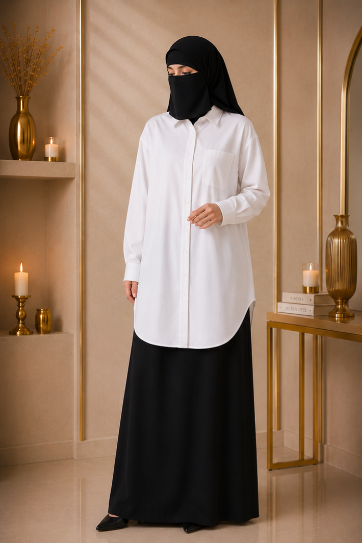 ๐ค Long Oversized White Shirt with Gathered Back