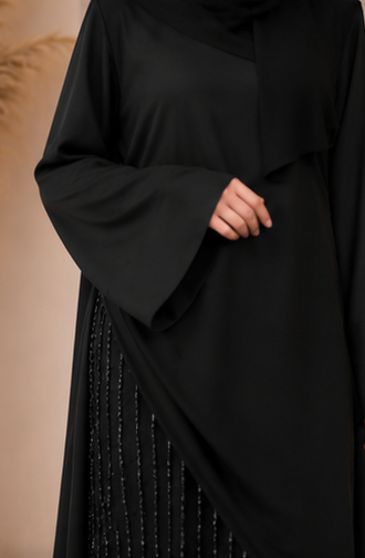 🖤 Luxury Two-Piece Evening Abaya – Satin Abaya with Embellished Skirt