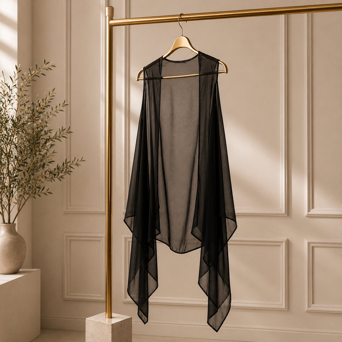 🖤 Luxury Black Silky Chiffon Vest