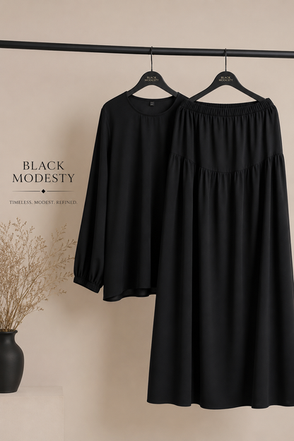 Ruffled Cut Crepe Skirt