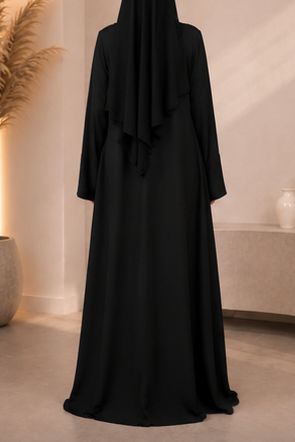 🖤 Luxury Two-Piece Evening Abaya – Satin Abaya with Embellished Skirt