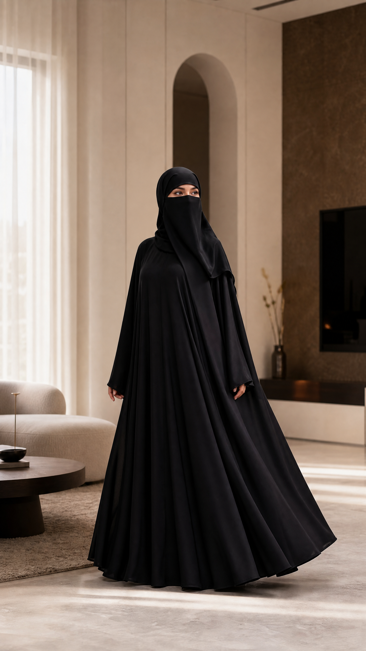 🖤 عباية لونا بدبل كلوش