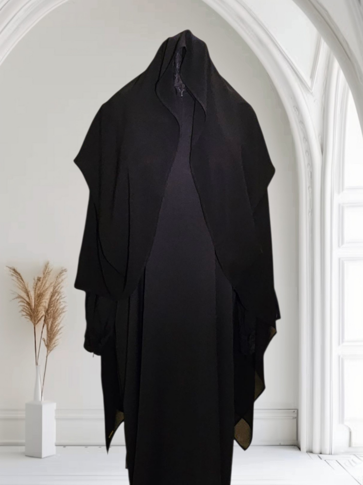 Shoulder Cape in Chiffon with Attached Scarf