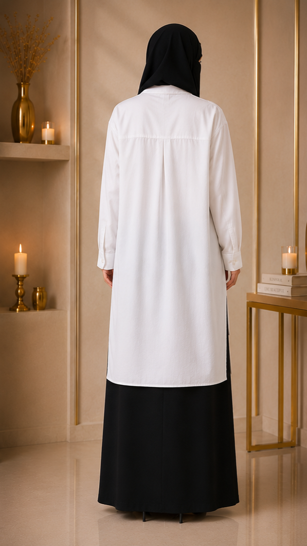 🖤 Premium Long Straight White Shirt