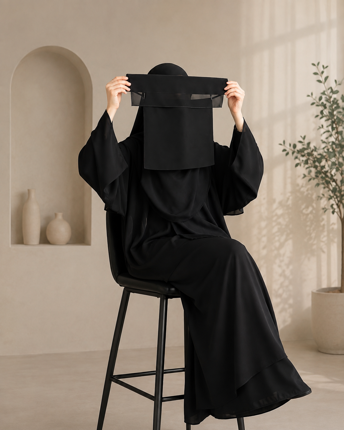 🖤 Eye-Covering Niqab – Single-Layer Chiffon Eye Veil