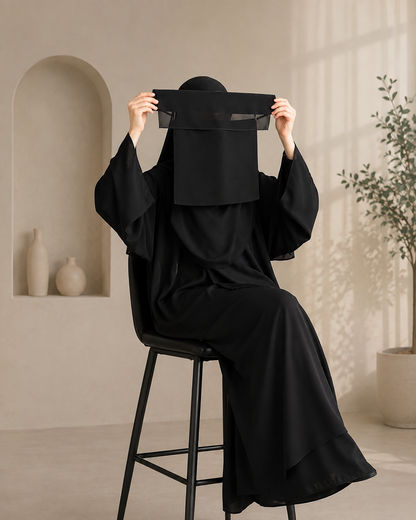 🖤 Eye-Covering Niqab – Single-Layer Chiffon Eye Veil