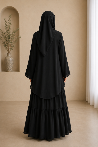 🖤 Halima Set | Modest Blouse &amp; 3-Tier Skirt