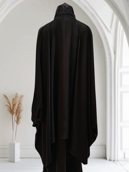 Oversized Silk Cape Shirt with Front Zipper