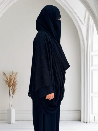 Embroidered Chiffon Blouse with Soft Draping