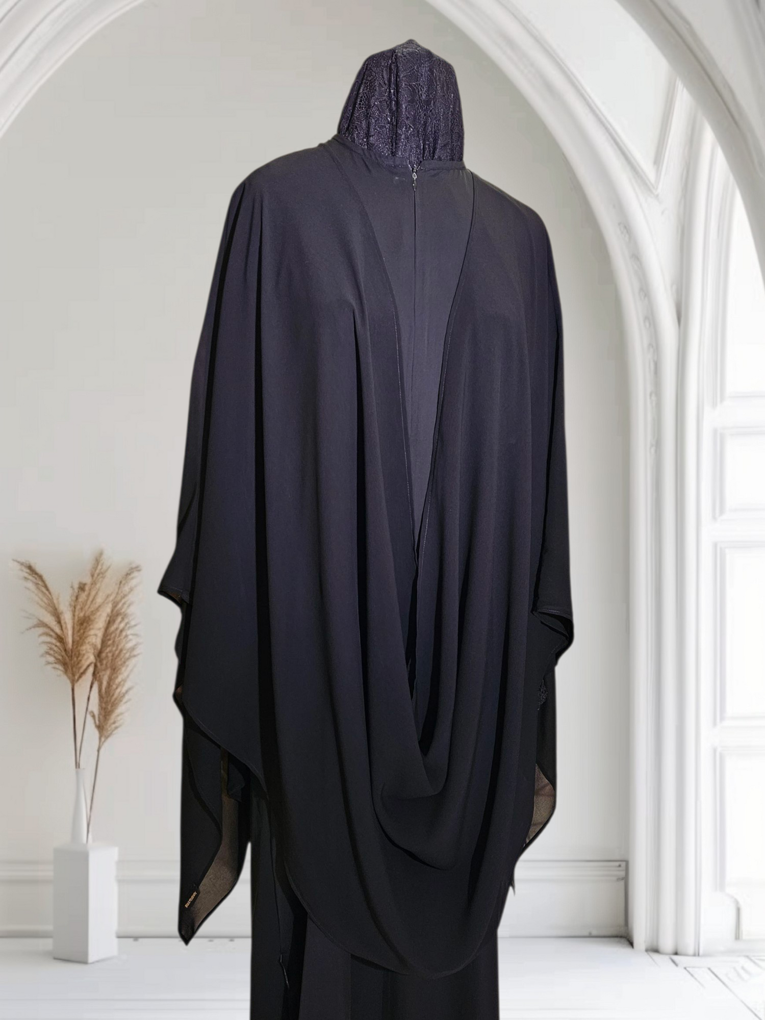 Shoulder Cape in Chiffon with Attached Scarf