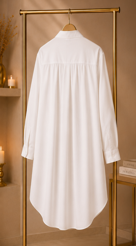🖤 Long Oversized White Shirt with Gathered Back