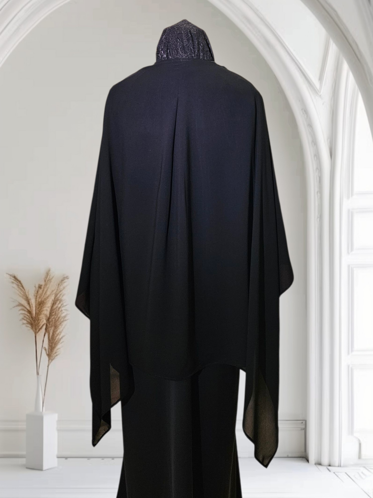 Shoulder Cape in Chiffon with Attached Scarf