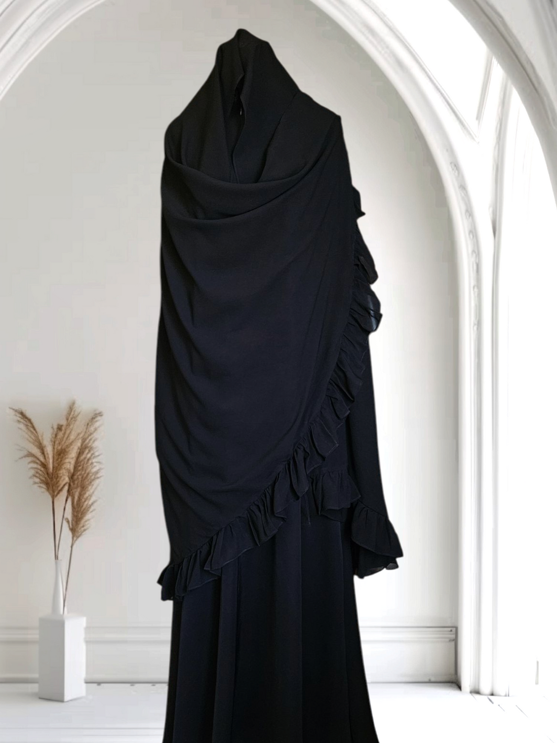 Luxury Silk Chiffon Round hijab with Ruffles at the ends