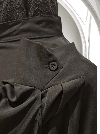 Oversized Silk Cape Shirt with Front Zipper