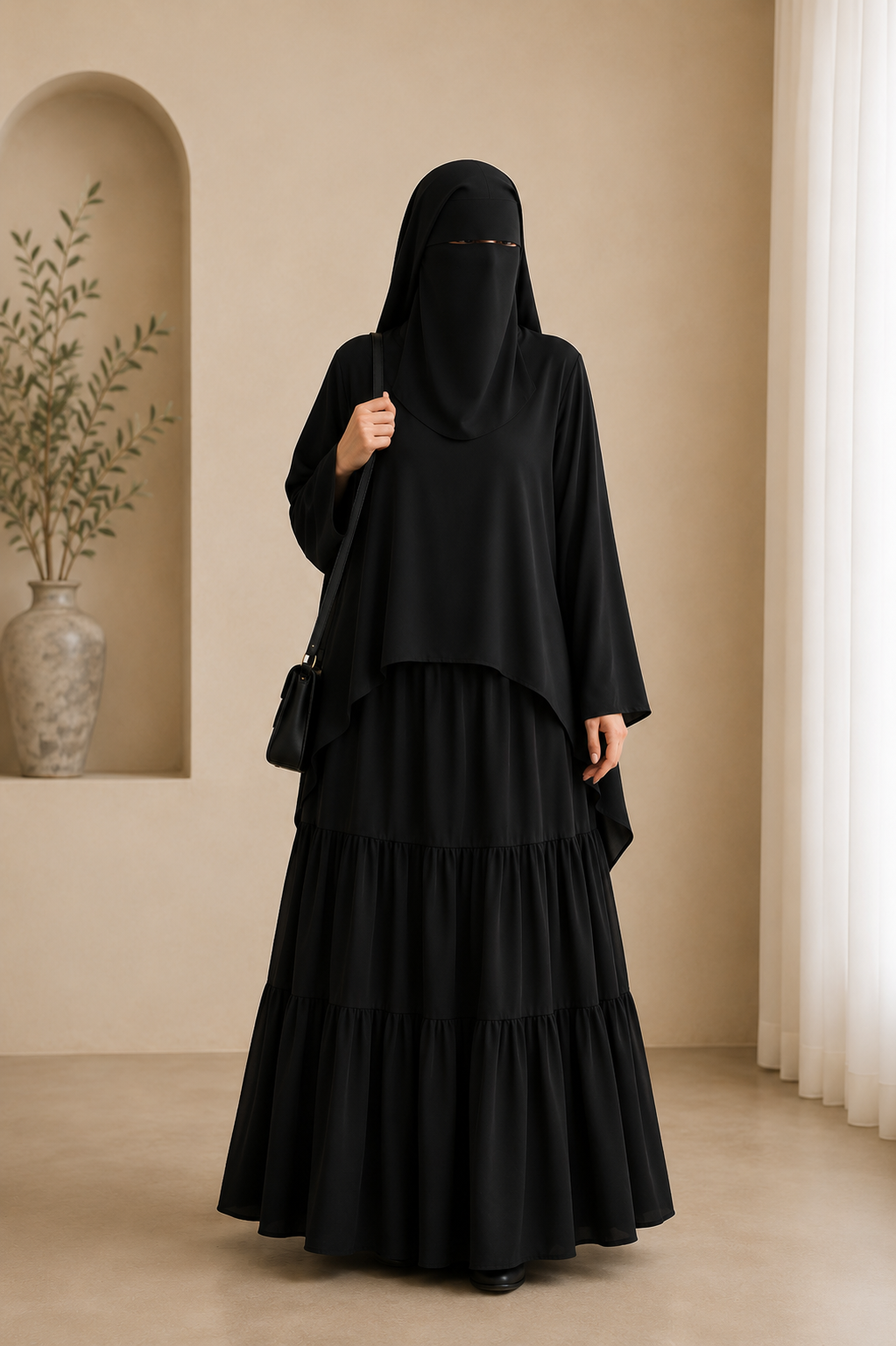 🖤 Halima Set | Modest Blouse &amp; 3-Tier Skirt
