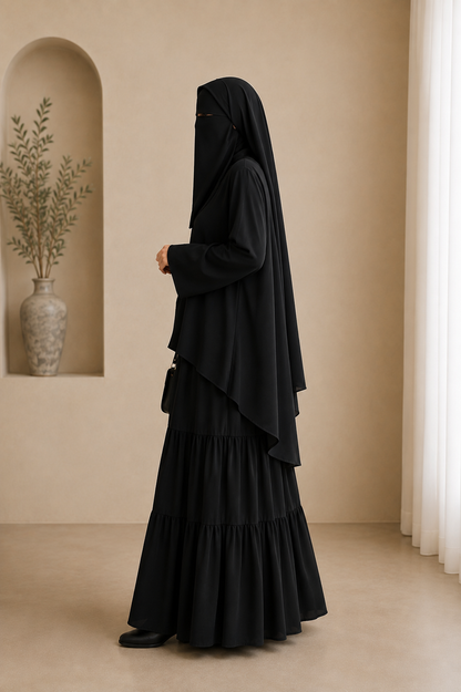 🖤 Halima Set | Modest Blouse &amp; 3-Tier Skirt